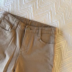 Nude/Khaki High Waisted Straight Leg Jeans